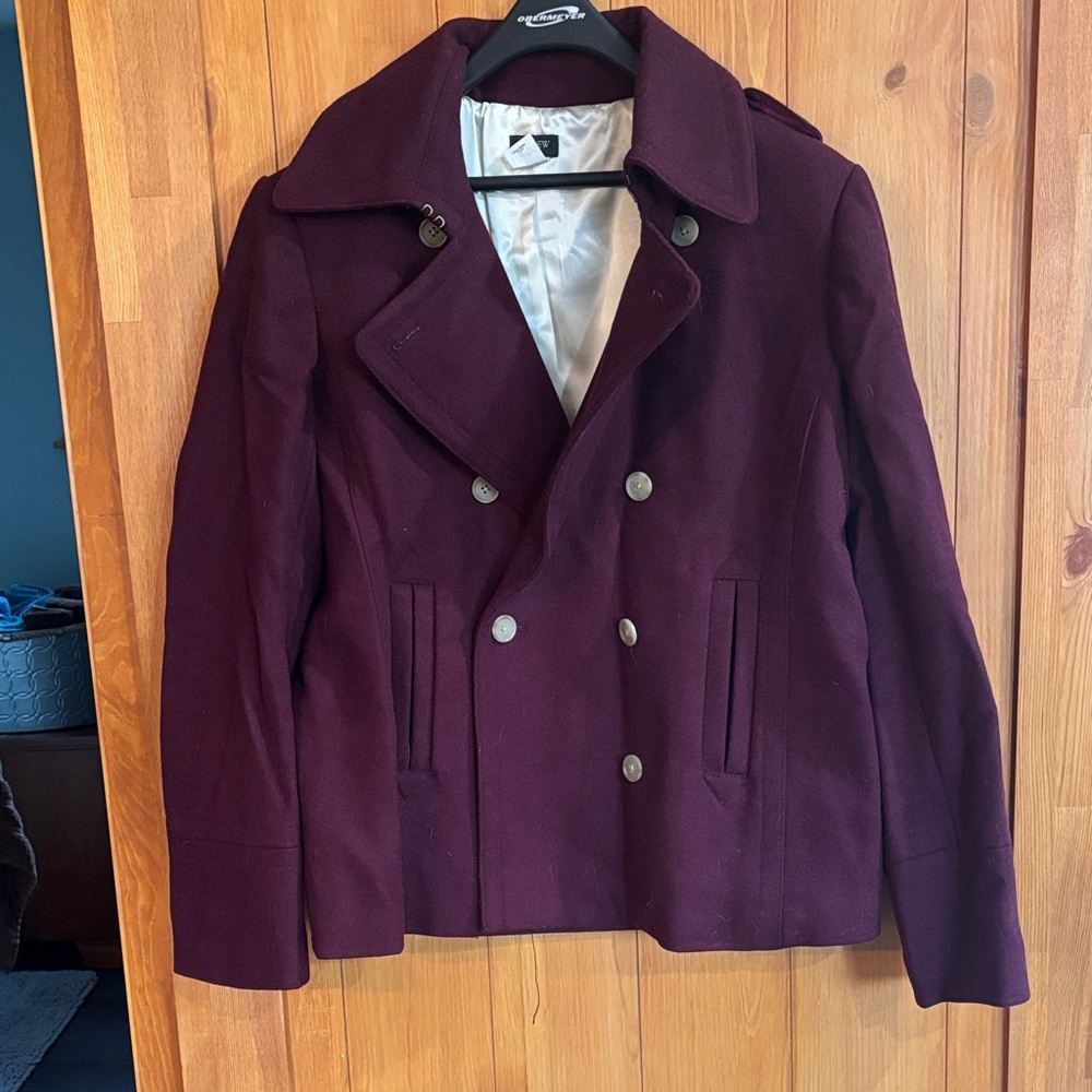 J. Crew Women's Double-Breasted Plum Pea Coat